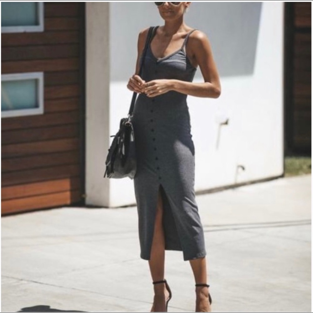 Vici Button Front Midi Dress